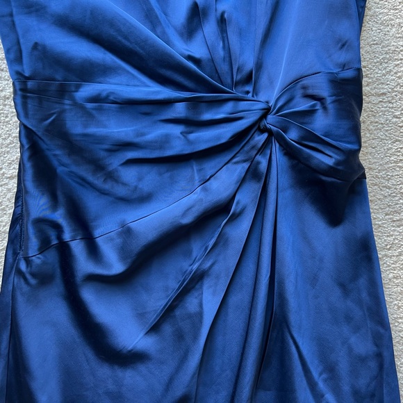 Abercrombie & Fitch One-Shoulder Satin Knotted Midi Dress Royal Blue Medium New - Picture 11 of 16